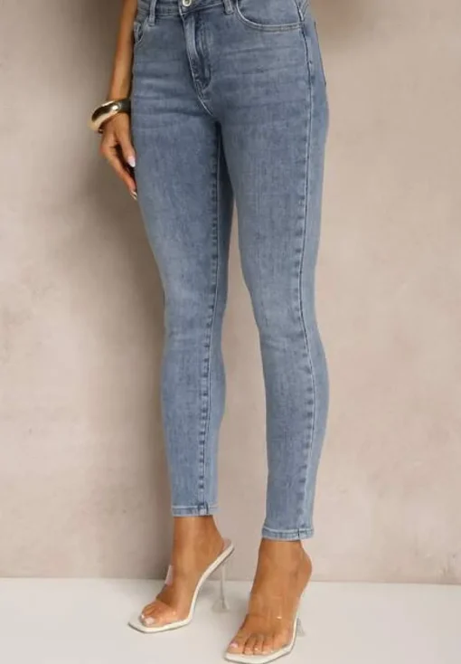 Niebieskie Jeansy Skinny Regular Waist Tolilune