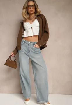 Niebieskie Jeansy Slouchy High Waist Halriva