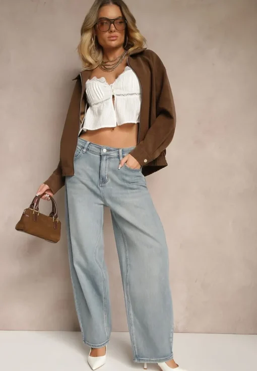 Niebieskie Jeansy Slouchy High Waist Halriva