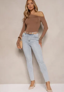 Niebieskie Jeansy z Bawełną Skinny High Waist Marino