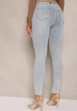 Niebieskie Jeansy z Bawełną Skinny High Waist Marino