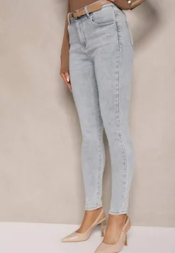 Niebieskie Jeansy z Bawełną Skinny High Waist Marino