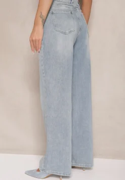 Niebieskie Jeansy z Bawełną Ozdobione Cyrkoniami Bitoria