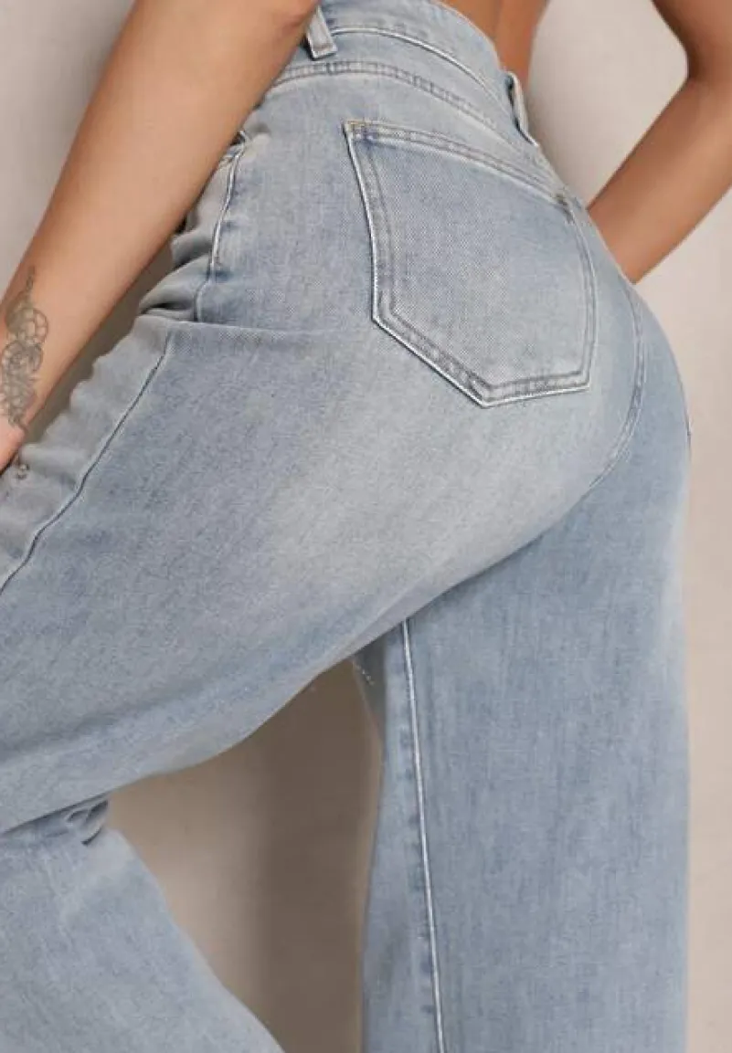 Niebieskie Jeansy z Bawełną Ozdobione Cyrkoniami Bitoria