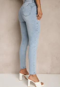 Niebieskie Jeansy z Bawełny Skinny High Waist Revelline