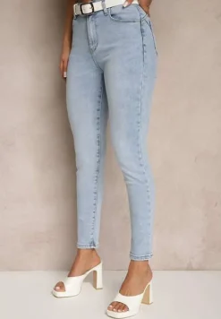 Niebieskie Jeansy z Bawełny Skinny High Waist Revelline