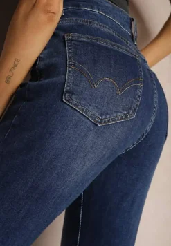 Niebieskie Jeansy z Bawełny Skinny High Waist Hazteria