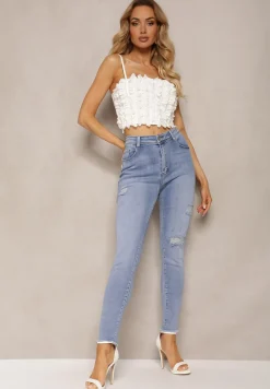 Niebieskie Jeansy z Regularnym Stanem i Wywiniętymi Nogawkami Velazquez