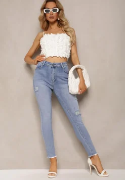 Niebieskie Jeansy z Regularnym Stanem i Wywiniętymi Nogawkami Velazquez