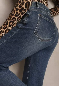 Niebieskie Klasyczne Jeansy High Waist z Prostymi Nogawkami Erilae