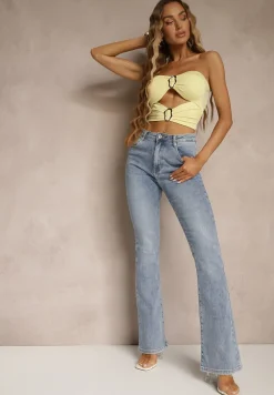 Niebieskie Klasyczne Jeansy Flare Regular Waist Neliovia