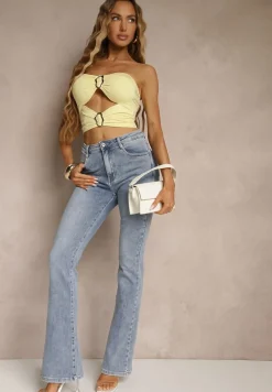 Niebieskie Klasyczne Jeansy Flare Regular Waist Neliovia