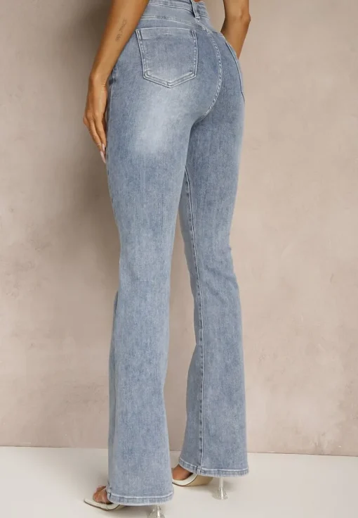 Niebieskie Klasyczne Jeansy Flare Regular Waist Neliovia