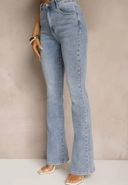 Niebieskie Klasyczne Jeansy Flare Regular Waist Neliovia