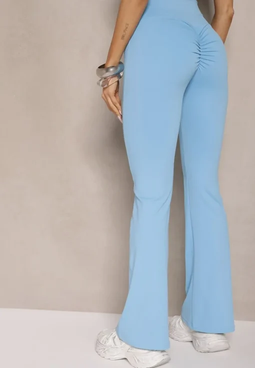 Niebieskie Legginsy Dzwony High Waist Orruvana