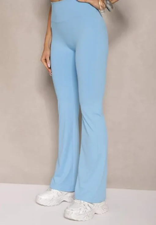 Niebieskie Legginsy Dzwony High Waist Orruvana