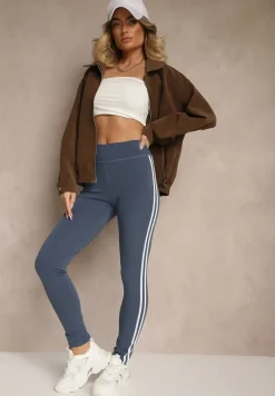 Niebieskie Legginsy Ozdobione Lampasami Puelle