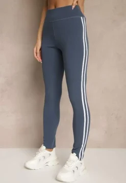 Niebieskie Legginsy Ozdobione Lampasami Puelle
