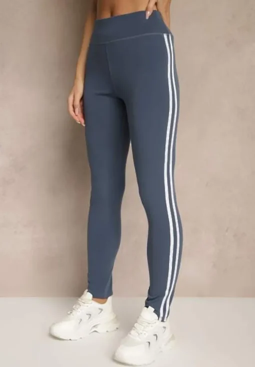 Niebieskie Legginsy Ozdobione Lampasami Puelle