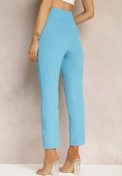 Niebieskie Materiałowe Spodnie Regular Pivolia