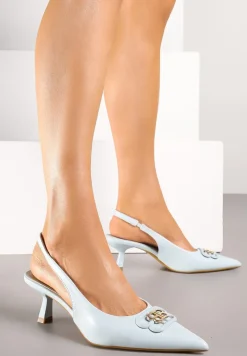 Niebieskie Sandały na Kaczuszce z Odsłoniętą Piętą Tirreina