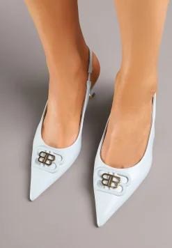 Niebieskie Sandały na Kaczuszce z Odsłoniętą Piętą Tirreina