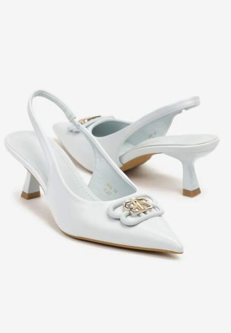 Niebieskie Sandały na Kaczuszce z Odsłoniętą Piętą Tirreina