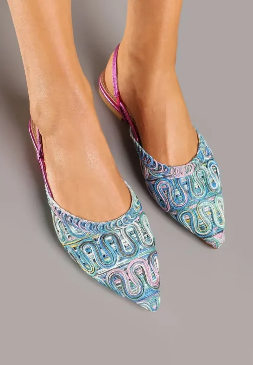 Niebieskie Sandały Slingback Vices z Metalicznymi Zdobieniami Janavie