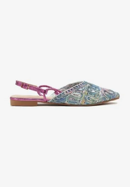Niebieskie Sandały Slingback Vices z Metalicznymi Zdobieniami Janavie