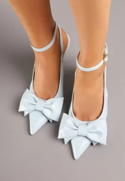Niebieskie Sandały Vices na Szpilce Slingback Ozdobione Kokardą Tilvanea