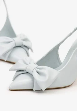 Niebieskie Sandały Vices na Szpilce Slingback Ozdobione Kokardą Tilvanea