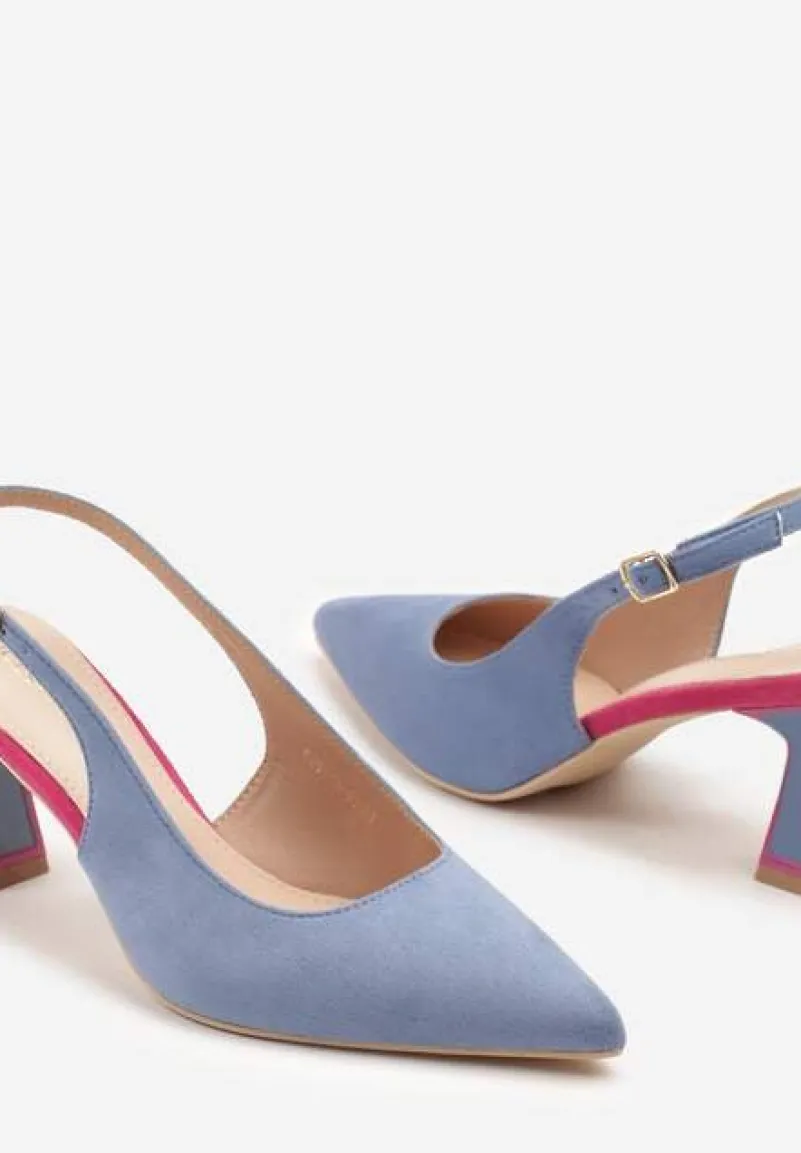 Niebieskie Sandały Vices na Kaczuszce Typu Slingback Edilitha