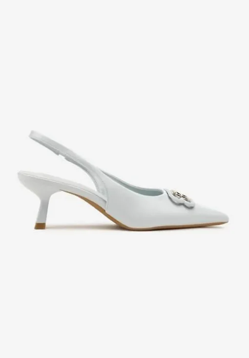 Niebieskie Sandały Vices na Kaczuszce Typu Slingback Ozdobione Metaliczną Aplikacją Lilarunea