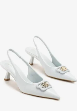 Niebieskie Sandały Vices na Kaczuszce Typu Slingback Ozdobione Metaliczną Aplikacją Lilarunea