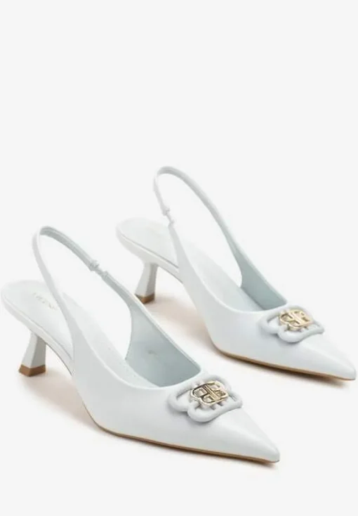 Niebieskie Sandały Vices na Kaczuszce Typu Slingback Ozdobione Metaliczną Aplikacją Lilarunea