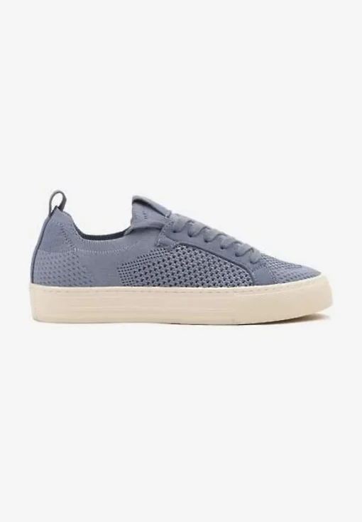 Niebieskie Siateczkowe Sneakersy Ozdobione Metaliczną Nicią Nimiarene