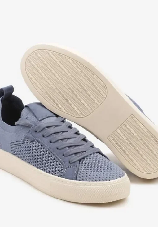 Niebieskie Siateczkowe Sneakersy Ozdobione Metaliczną Nicią Nimiarene