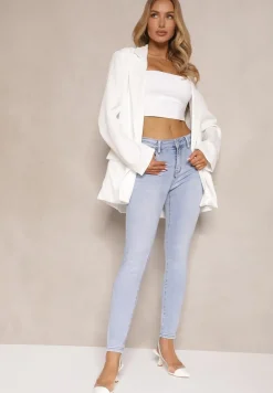 Niebieskie Skinny Jeansy z Bawełną i Efektem Push Up Nusindrel