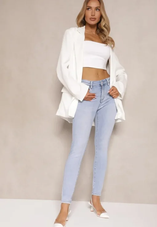 Niebieskie Skinny Jeansy z Bawełną i Efektem Push Up Nusindrel