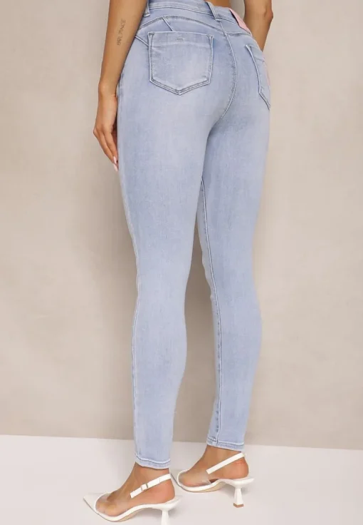 Niebieskie Skinny Jeansy z Bawełną i Efektem Push Up Nusindrel