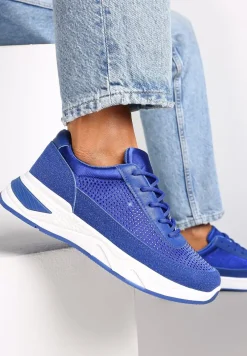 Niebieskie Sneakersy z Drobnymi Cyrkoniami Hinekle