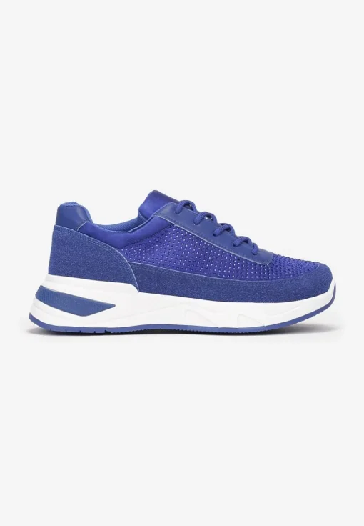 Niebieskie Sneakersy z Drobnymi Cyrkoniami Hinekle