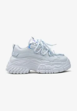 Niebieskie Sneakersy z Grubymi Sznurówkami na Niskiej Platformie Lasandre