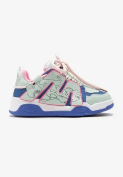 Niebieskie Sneakersy z Podwójnym Wiązaniem i Ozdobną Naszywką Suhren