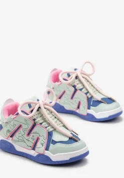 Niebieskie Sneakersy z Podwójnym Wiązaniem i Ozdobną Naszywką Suhren
