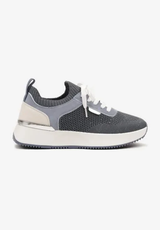 Niebieskie Sneakersy z Siateczkową Cholewką Saramis