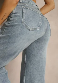 Niebieskie Szerokie Jeansy High Waist z Wiskozą Uliadria