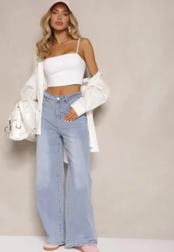 Niebieskie Szerokie Jeansy High Waist Sorlla