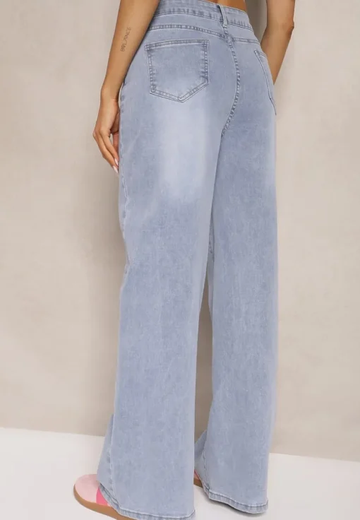 Niebieskie Szerokie Jeansy High Waist Sorlla