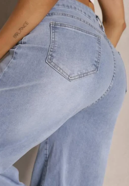 Niebieskie Szerokie Jeansy High Waist Sorlla